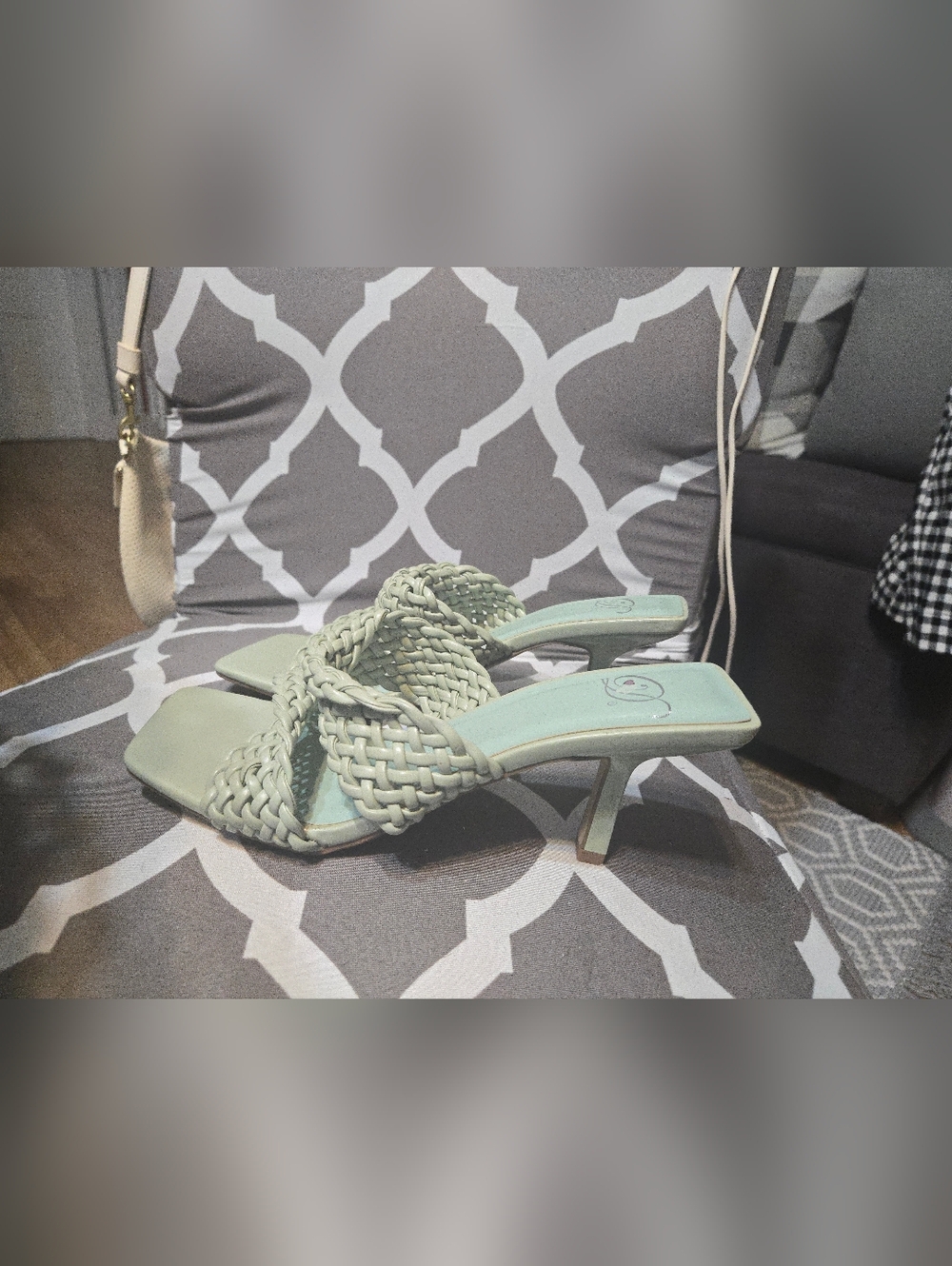 Braided Knot Mule Heels - Sage Green